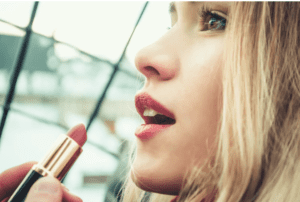 wearing lipstick